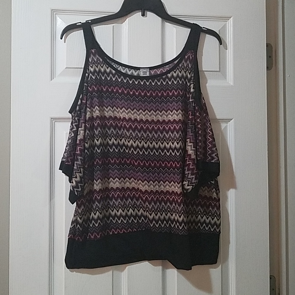 Cold shoulder striped shirt